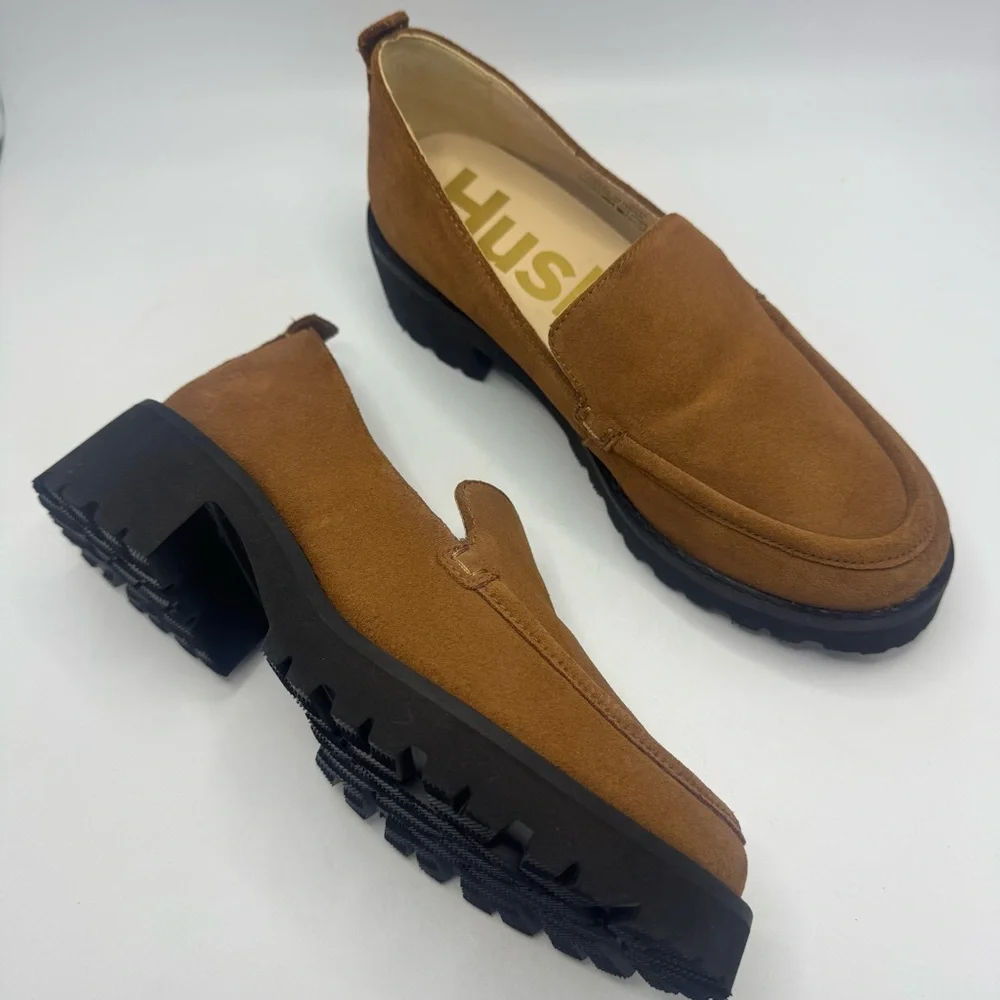 Hush Puppies Lucy Cognac Loafers Size 6.5 Shoes Suede leather brown